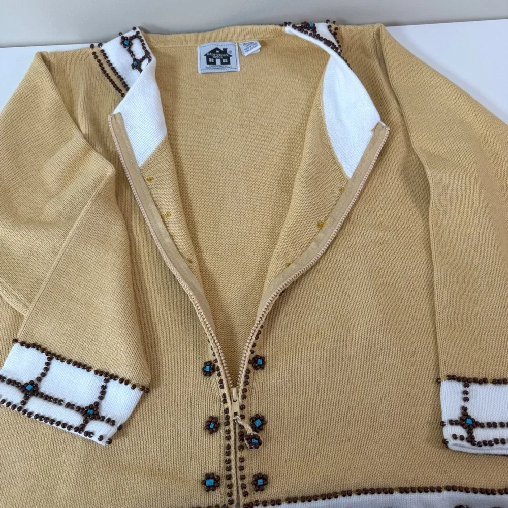 Storybook Knits 1X Jewels Of Summer Zipper Cardigan Southwestern Embellished - Picture 4 of 9